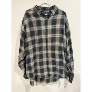 Santana Flannel Shirt Men's XLT Black Gray Cotton Check Heavyweight Button-Down